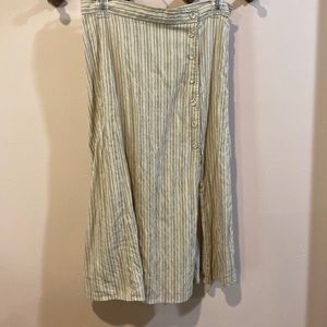 Beige and White Striped Skirt